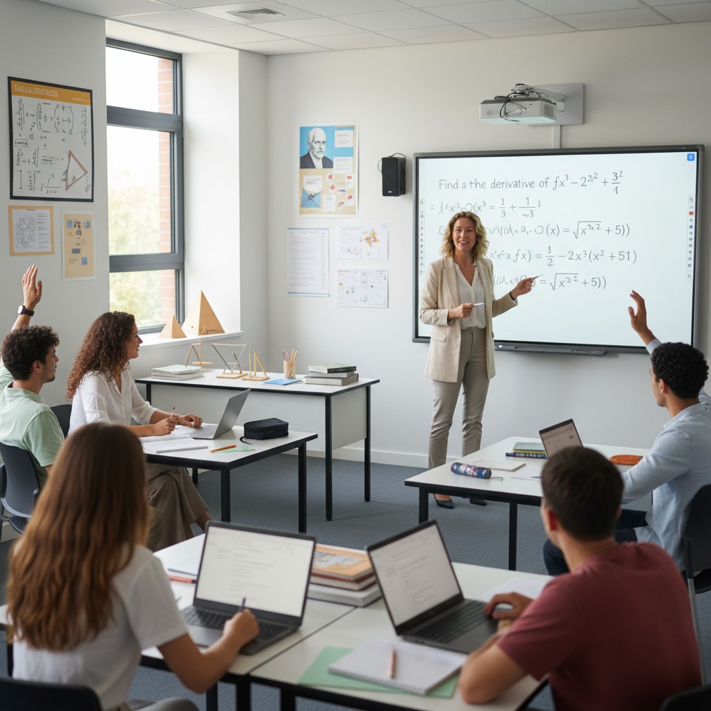 Teacher explaining integration problems.